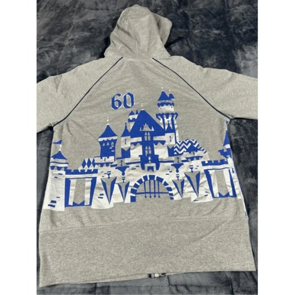 Disney full zip Grey Big print Hooded Sweater size M‎